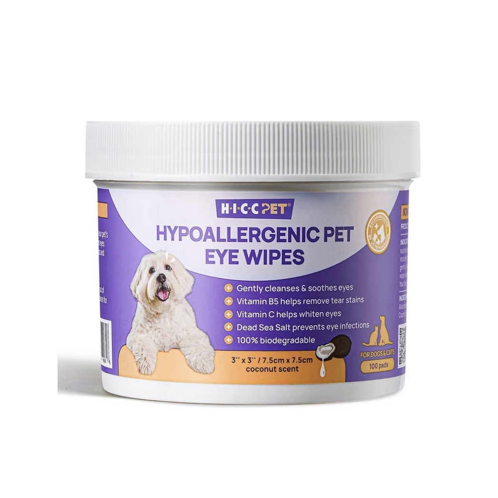Hypoallergenic Pet Eye Wipes, For Dogs &‎ Cats, Coconut, 100 Pads